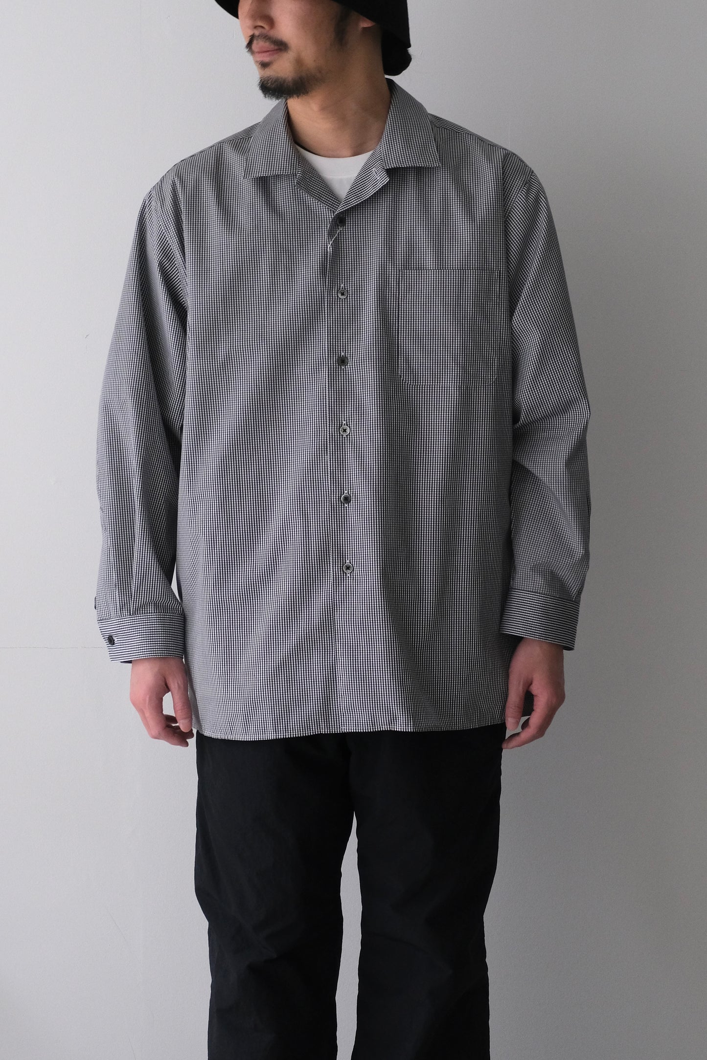 GINGHAM OPEN COLLAR SHIRT