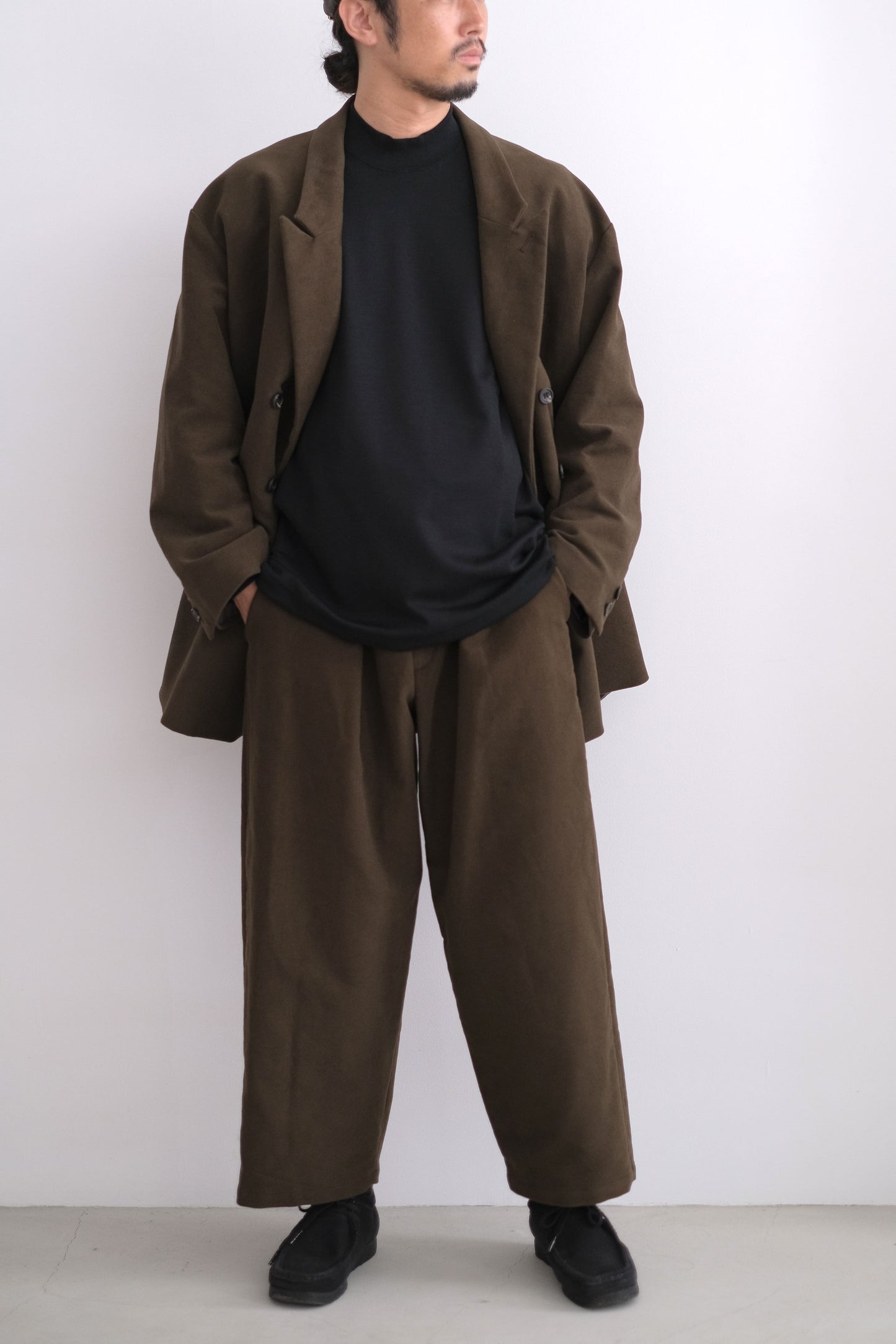 MOLESKIN PLEATED TROUSERS
