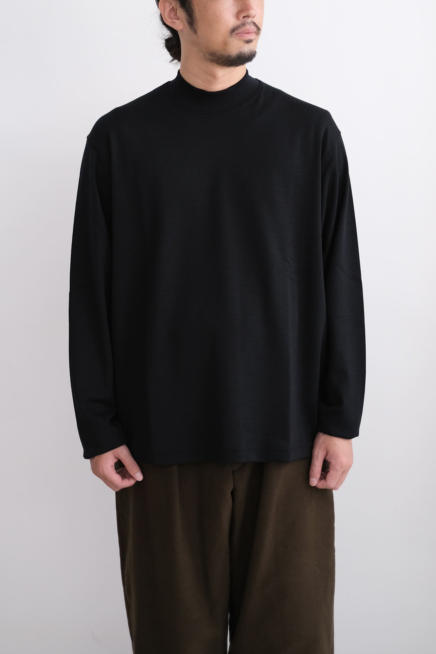 MERINO WOOL MOCK NECK LONG SLEEVE SHIRT