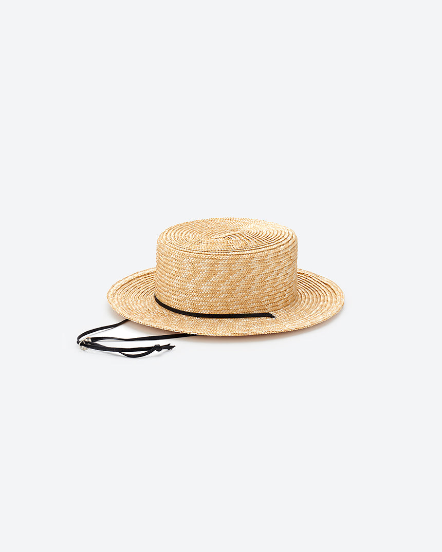 STRAW BRAID BOATER HAT