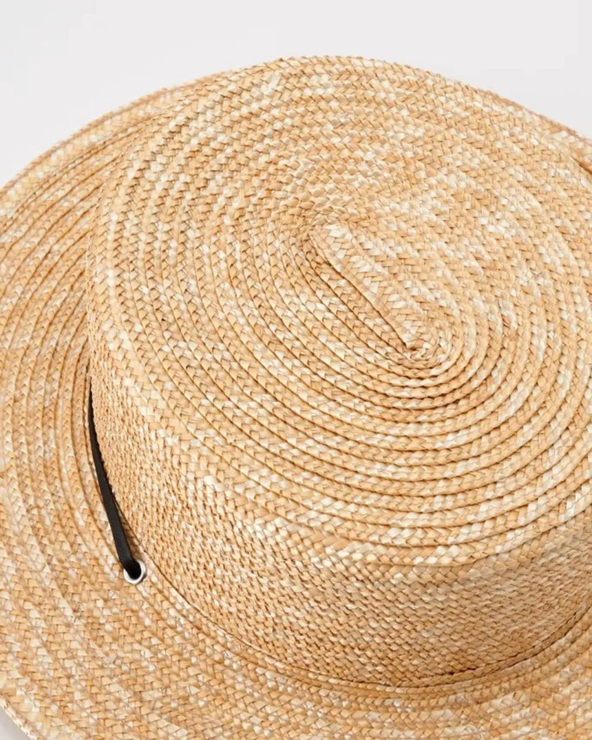 STRAW BRAID BOATER HAT