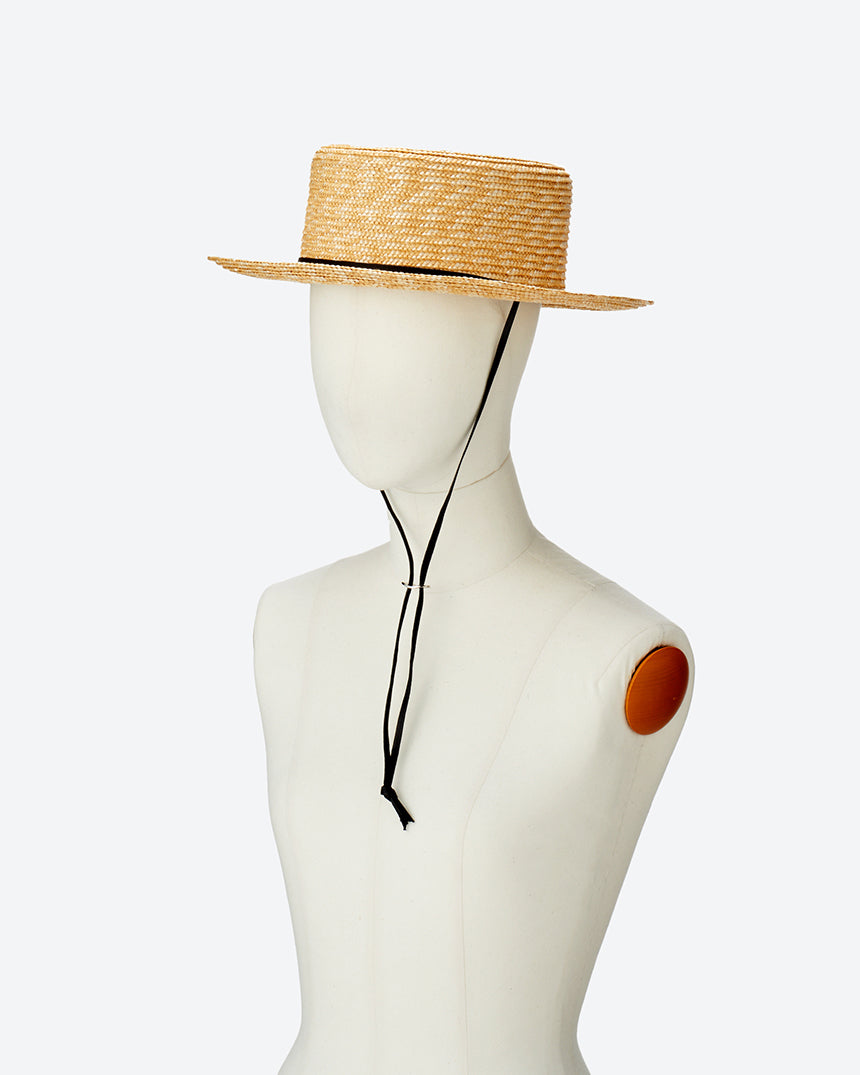 STRAW BRAID BOATER HAT