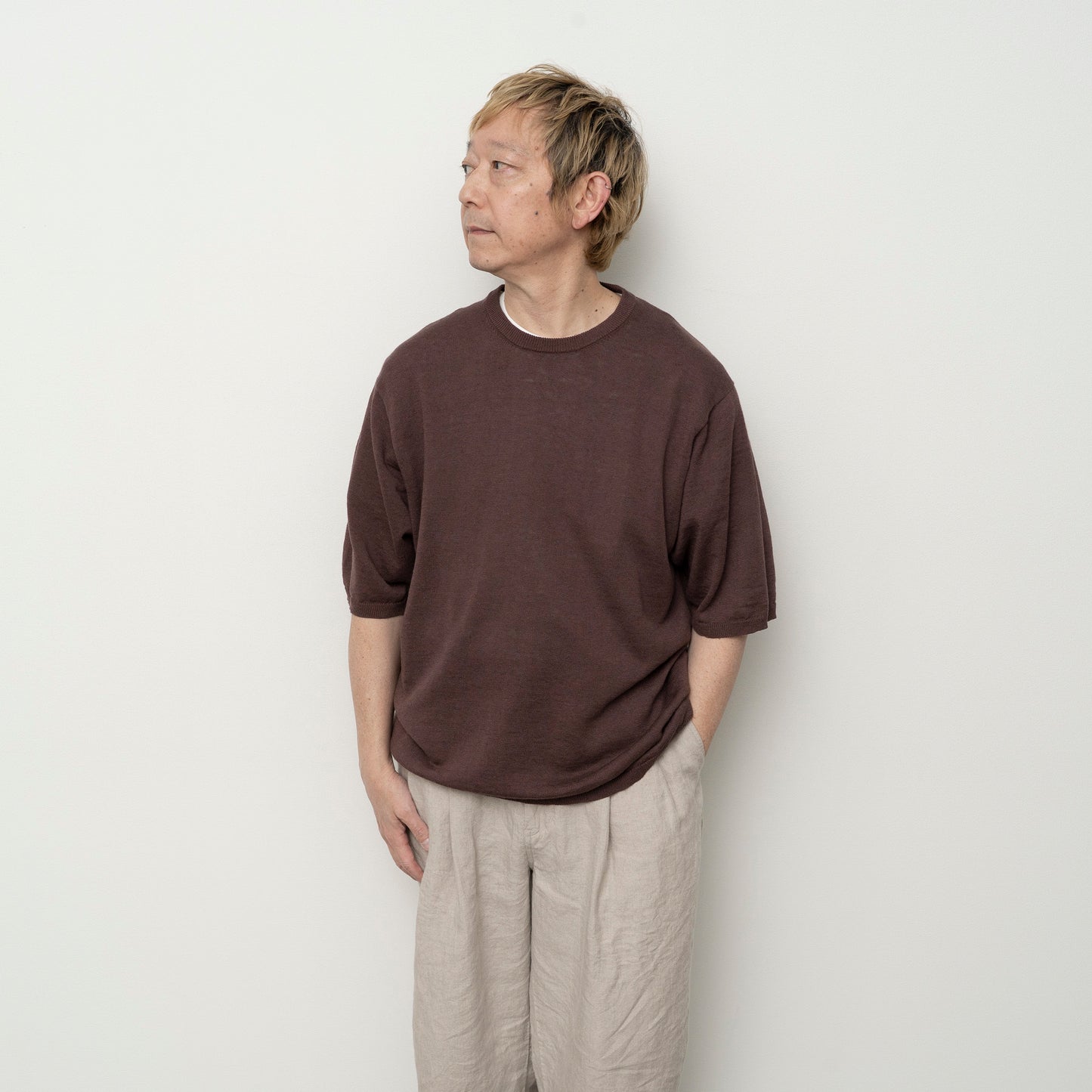 COTTON LINEN S/S KNIT TEE