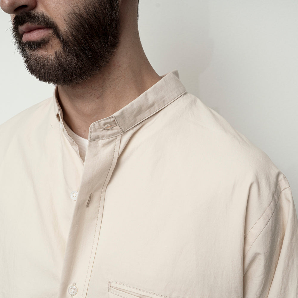 LINEN MIXED NARROW COLLAR SHIRT