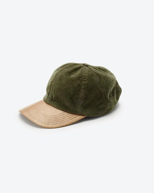 CORDUROY & FAUX LEATHER 6PANEL CAP