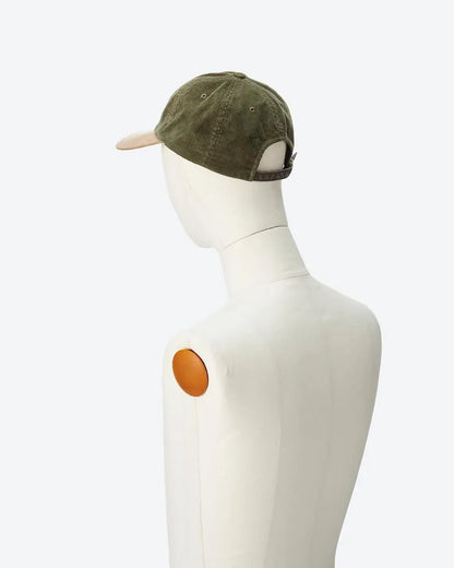 CORDUROY & FAUX LEATHER 6PANEL CAP