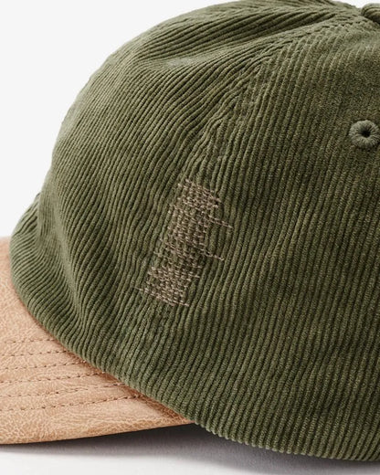 CORDUROY & FAUX LEATHER 6PANEL CAP