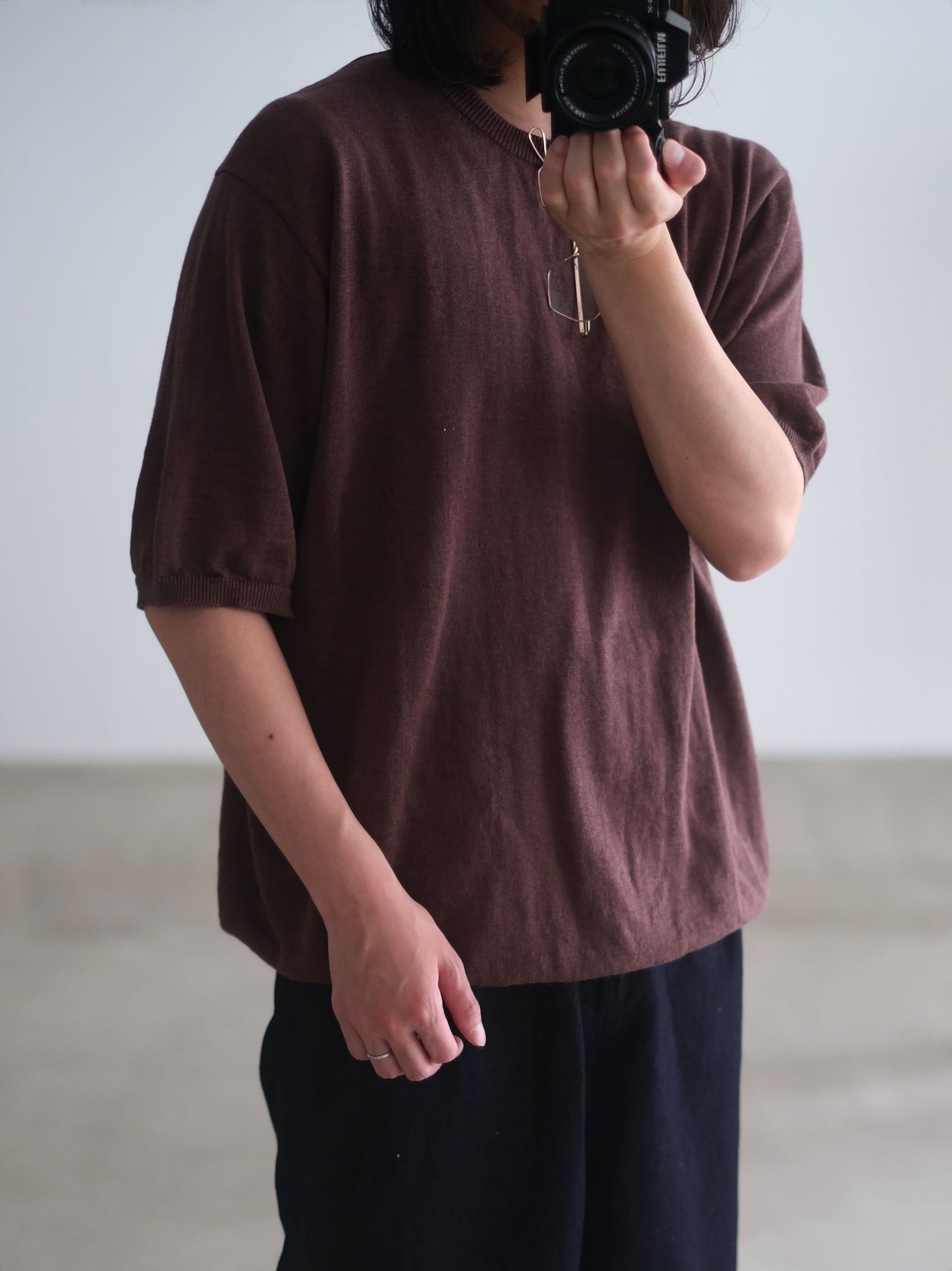 COTTON LINEN S/S KNIT TEE