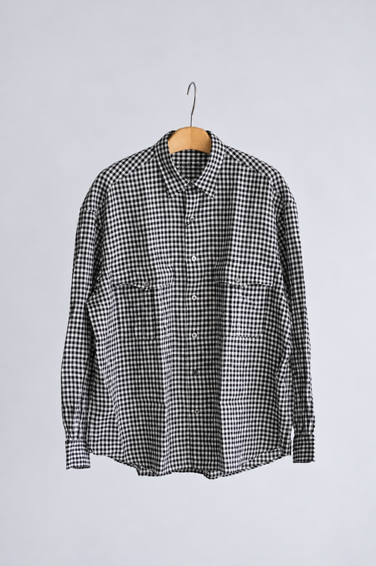 ROLL UP LINEN GINGHAM CHECK SHIRT