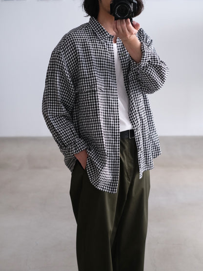 ROLL UP LINEN GINGHAM CHECK SHIRT