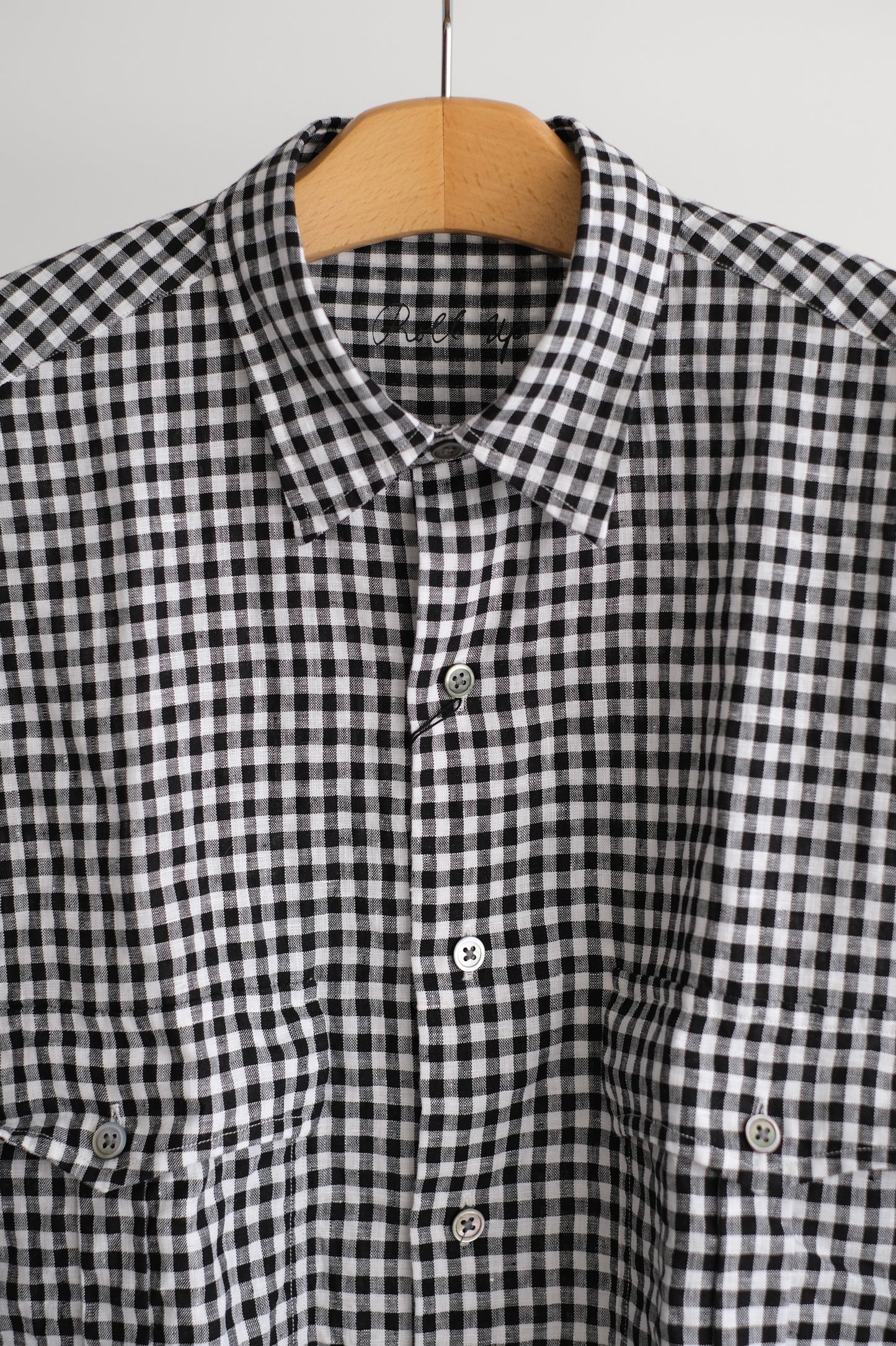 ROLL UP LINEN GINGHAM CHECK SHIRT