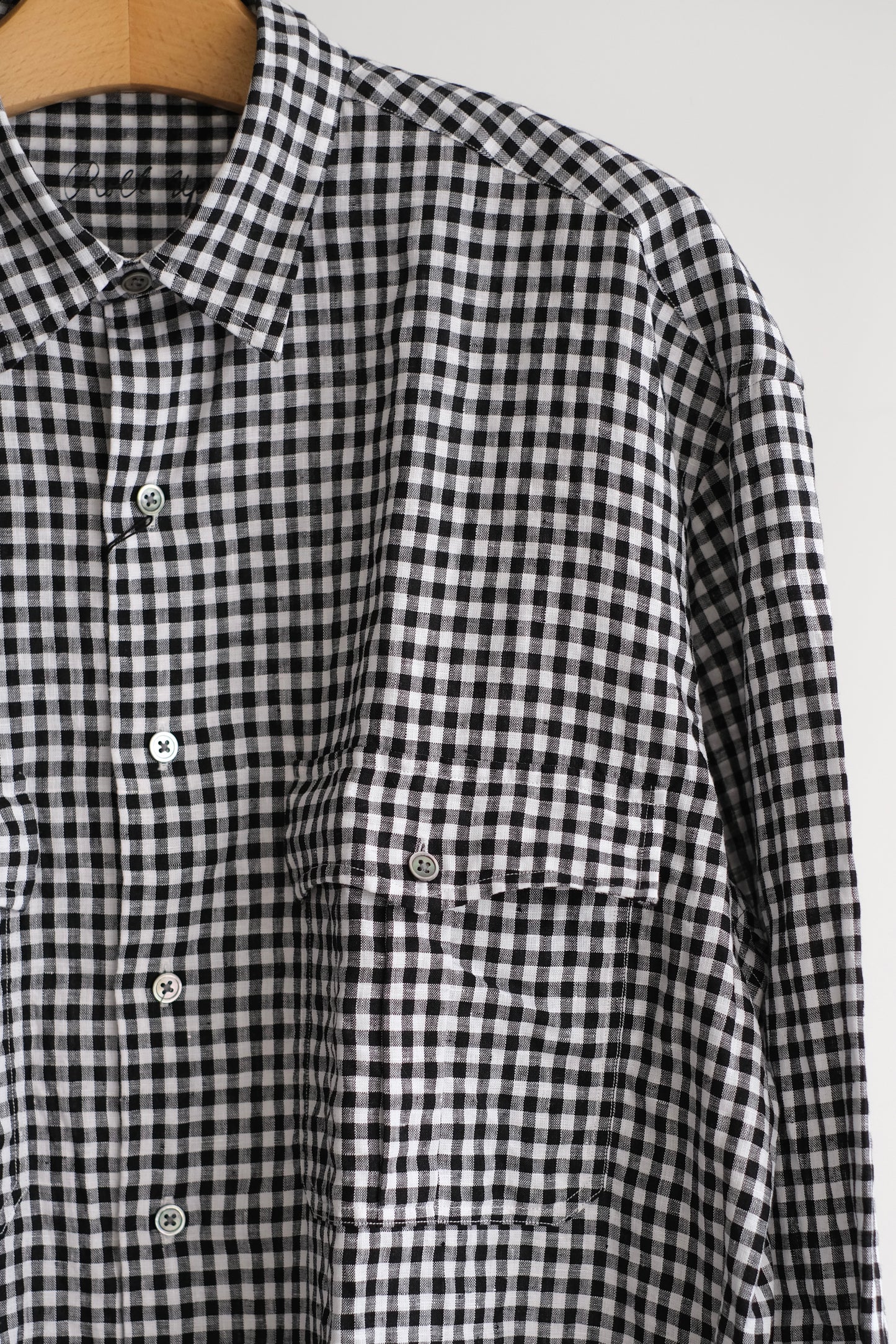ROLL UP LINEN GINGHAM CHECK SHIRT