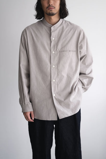 SILK NEP BAND COLLAR SHIRT