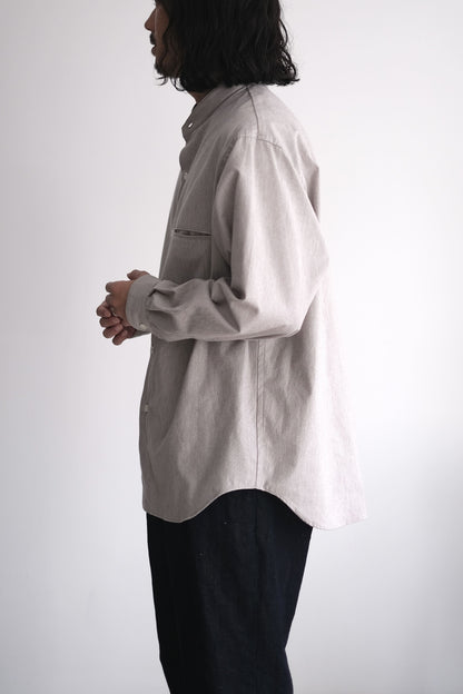 SILK NEP BAND COLLAR SHIRT