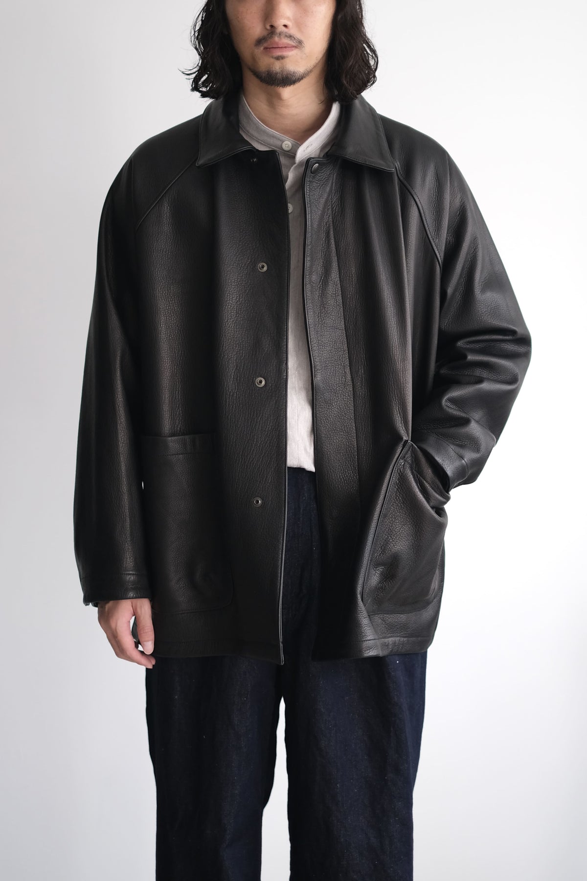 LEATHER HALF COAT