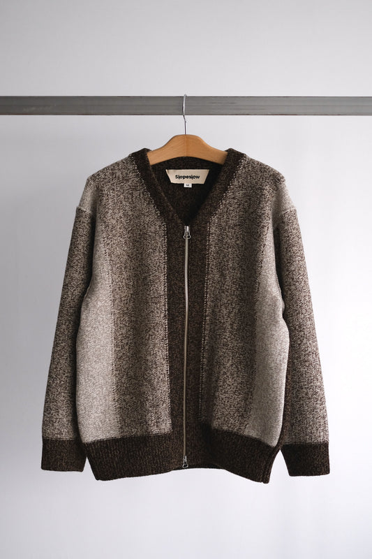 INTARSIA ZIP CARDIGAN