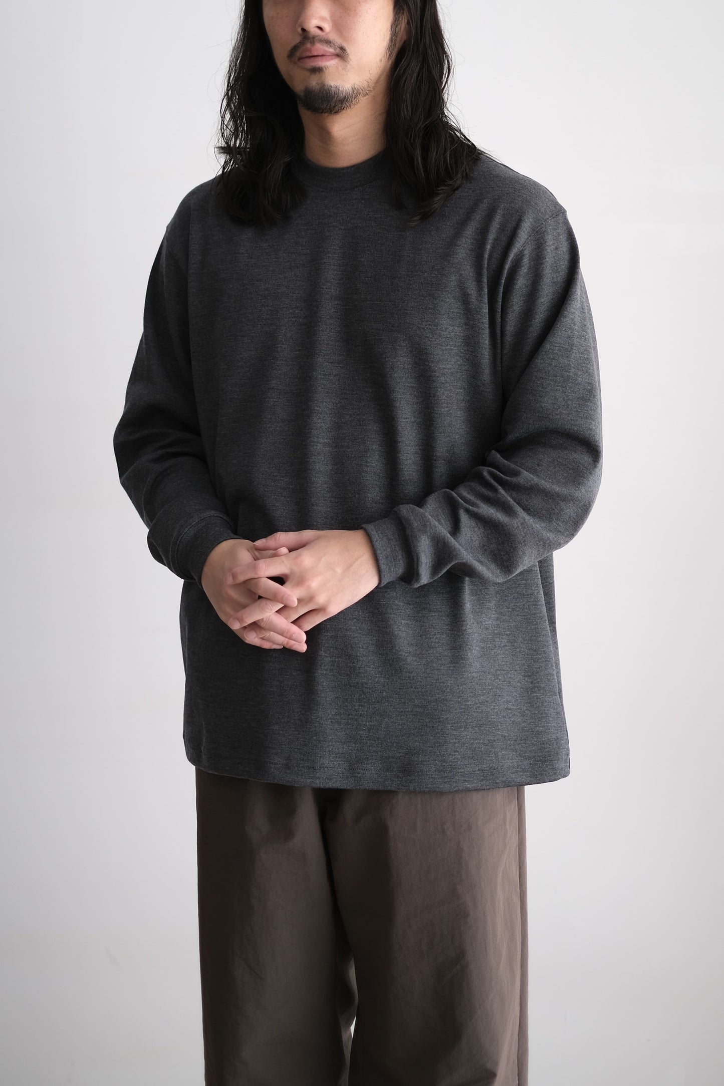 MERINO WOOL CREW NECK LONG SLEEVE SHIRT