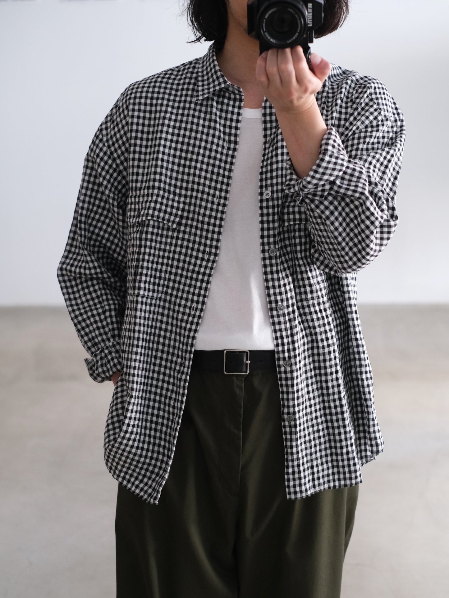 ROLL UP LINEN GINGHAM CHECK SHIRT