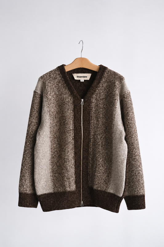 INTARSIA ZIP CARDIGAN