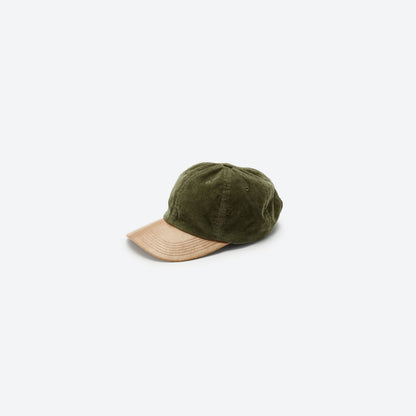 CORDUROY & FAUX LEATHER 6PANEL CAP