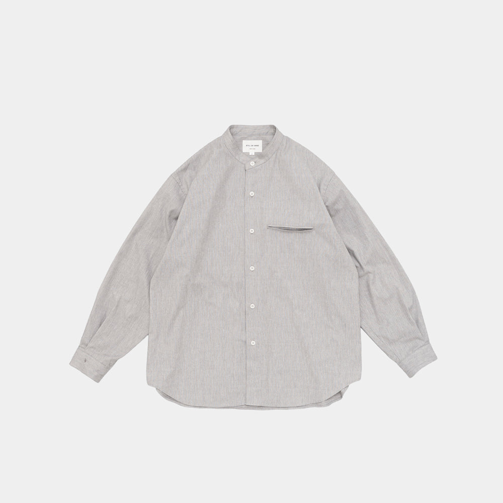 SILK NEP BAND COLLAR SHIRT