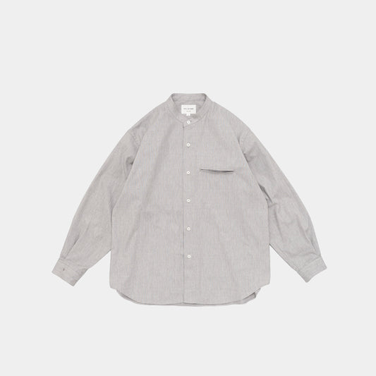 SILK NEP BAND COLLAR SHIRT