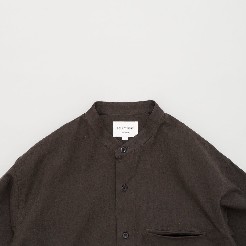 SILK NEP BAND COLLAR SHIRT