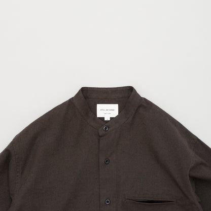 SILK NEP BAND COLLAR SHIRT