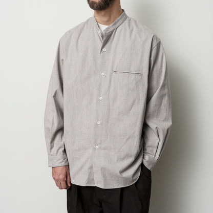 SILK NEP BAND COLLAR SHIRT