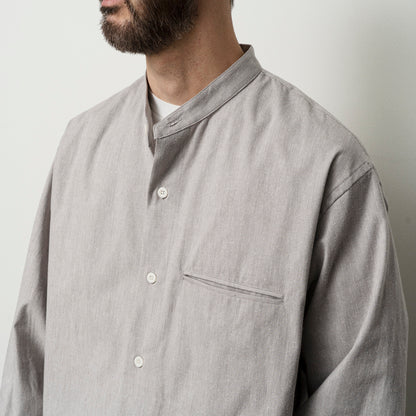 SILK NEP BAND COLLAR SHIRT