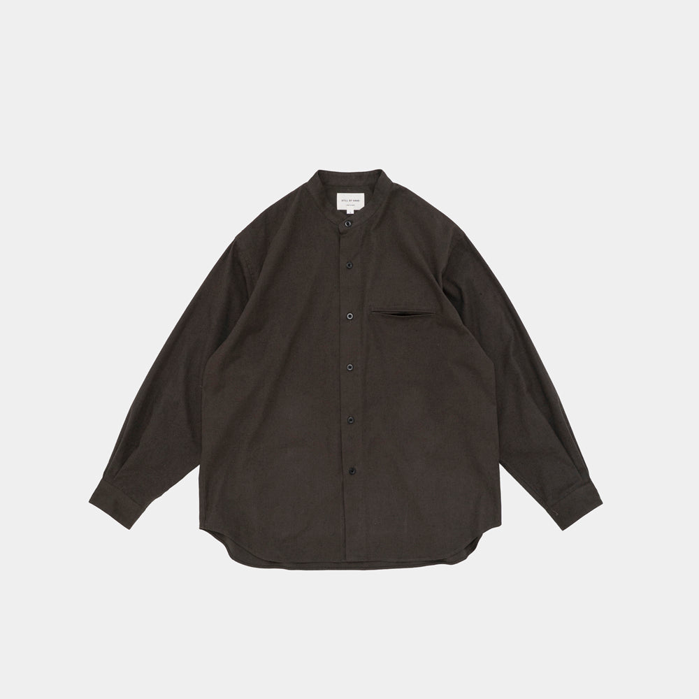 SILK NEP BAND COLLAR SHIRT