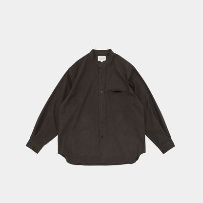 SILK NEP BAND COLLAR SHIRT