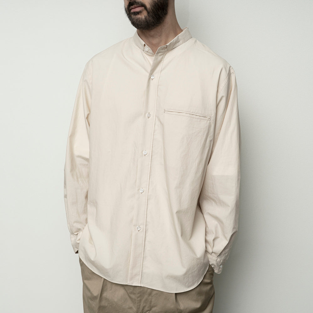 LINEN MIXED NARROW COLLAR SHIRT