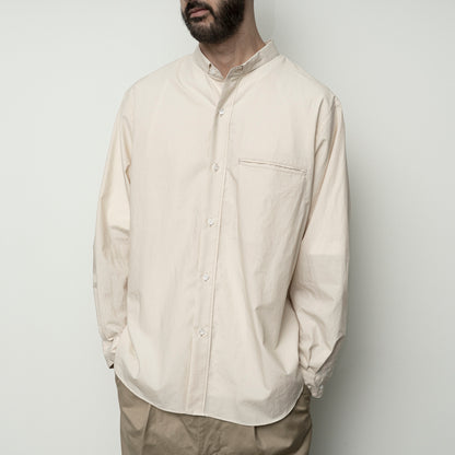 LINEN MIXED NARROW COLLAR SHIRT